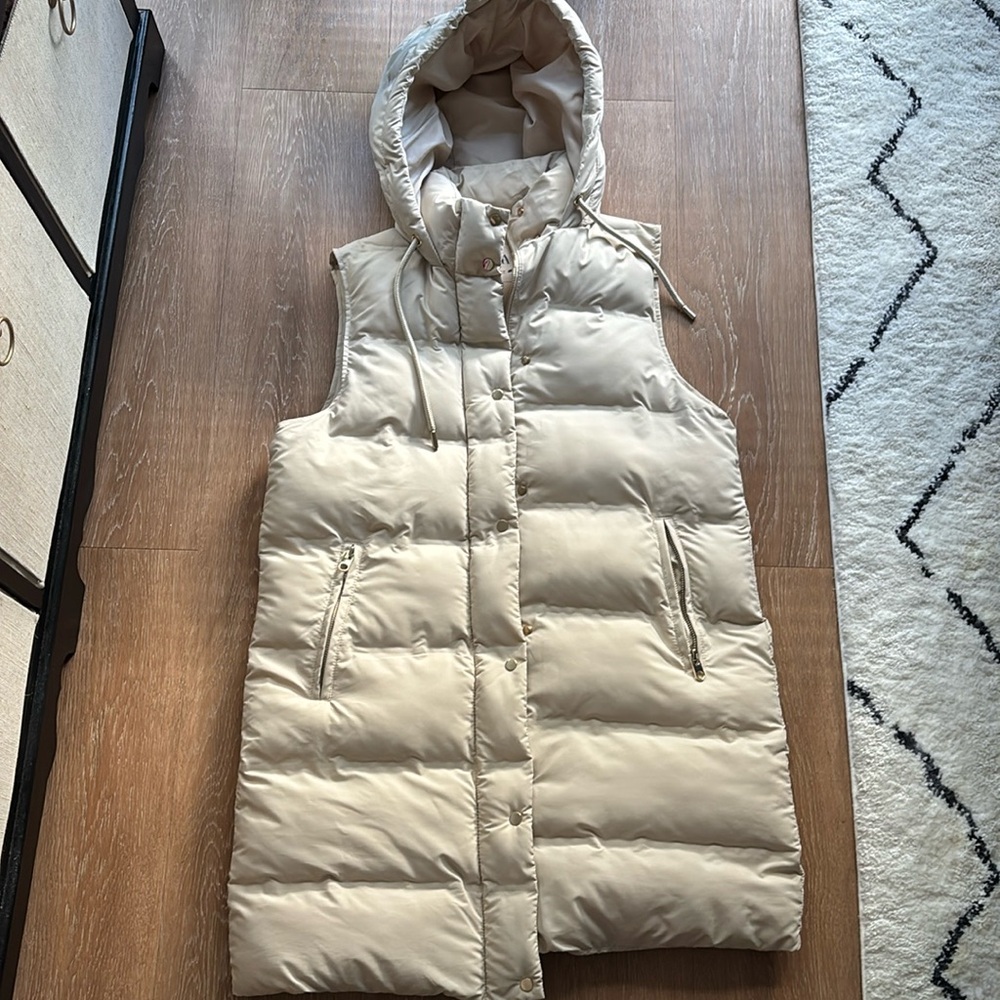 Zara mid-length hooded puffer vest